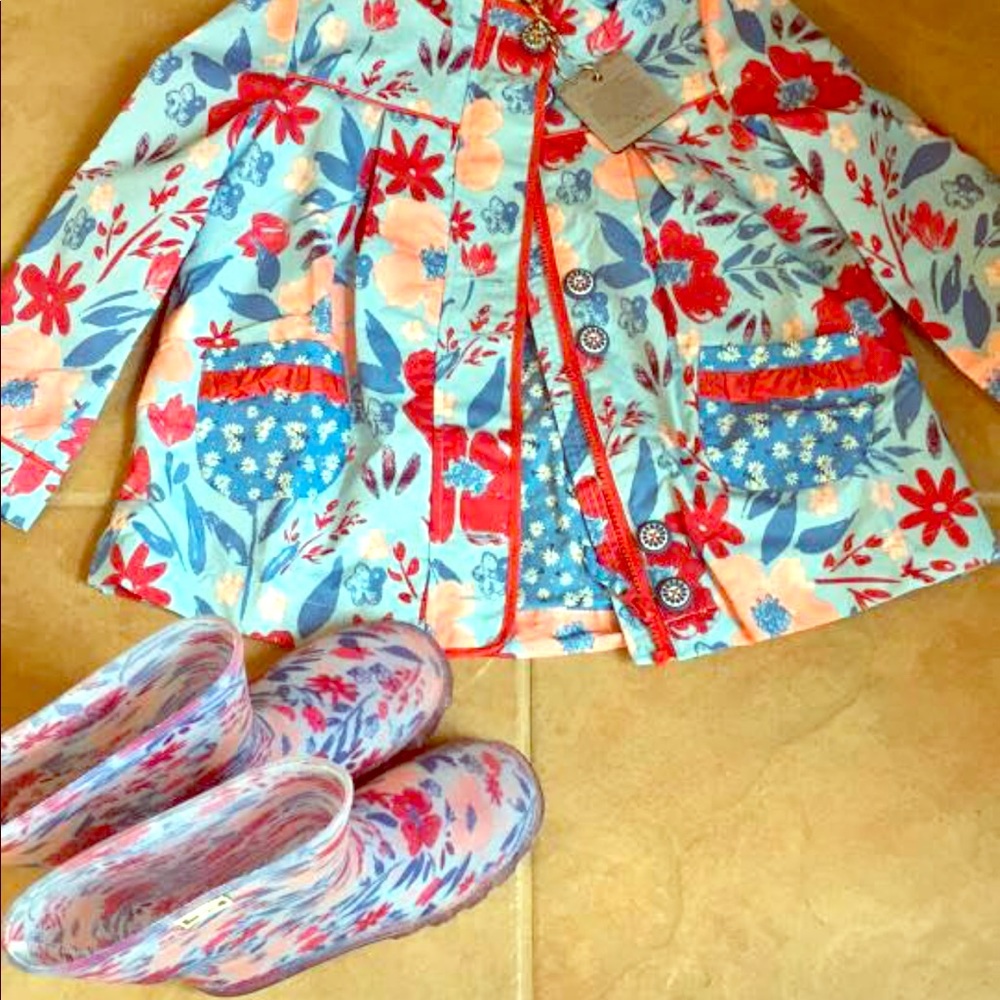 MATILDA JANE RAIN JACKET (6) & RAIN BOOTS (13) NWT